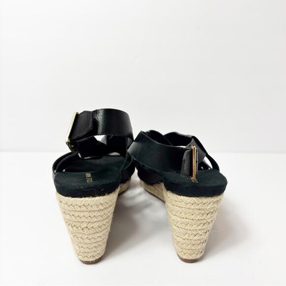 COLE HAAN CRYSTAL WEDGE BLACK GOLD SANDALS SIZE 6 NEW WITH PARTIAL STICKER TAGS - Picture 4 of 7